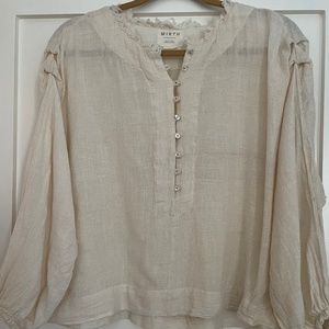Mirth textured blouse top size Large L chic unique details raw edges